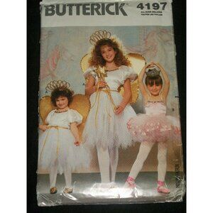 Butterick Halloween Costume Uncut Pattern 4197 Fairy Ballerina Ballet Wings Tutu